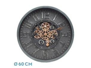 Horloge murale fabrilamp albox 60 x 60 cm noir engrenages mobiles