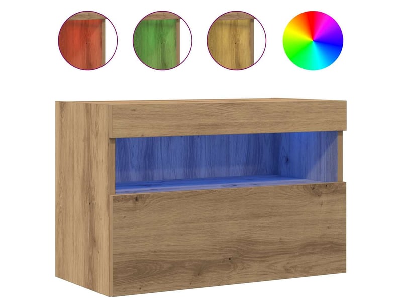 Meuble tv - banc tv - meuble de rangement mural 2 pcs chêne artisanal bois d'ingénierie  - Conforama D