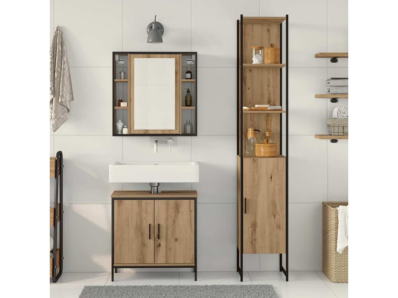 Ensembles de salle de bain, meubles de salle de bain 3 pc marron 33 x 33 x 185,5 cm cf64768 - Conforama D