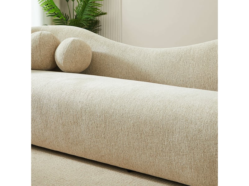 Canapé droit fixe bacala 3 places tissu chenille taupe  - Conforama E