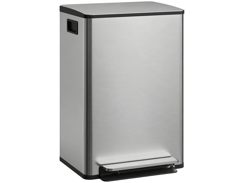  Poubelle de cuisine à pédale 50l en acier inoxydable argent 41,7x36,6x62 cm  - Conforama A