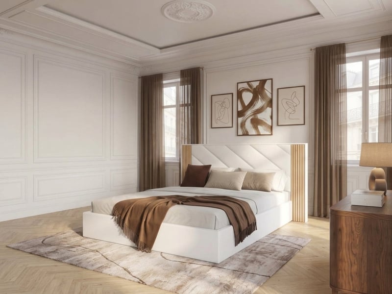  Bobochic lit coffre diana tissu velours lisse beige 180x200 DIANA - Conforama C