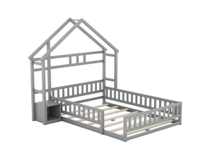 Lit cabane 140x200 cm coloris gris