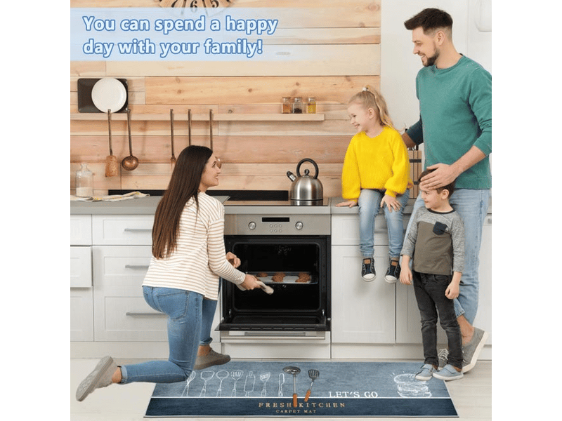  Ensemble de 2 tapis de cuisine antidérapants, absorbants d'eau, d'huile et anti-poussière (hamburger, 40 x 60 + 40 x 120 cm)  - Conforama D