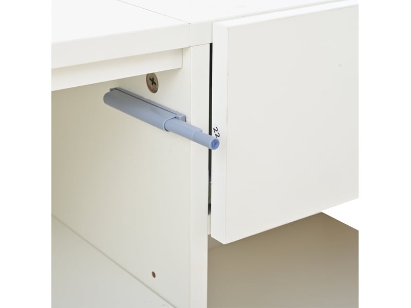 Meuble tv 180x38x50 cm façade brillante panneau de particules blanc et bois naturel  - Conforama D