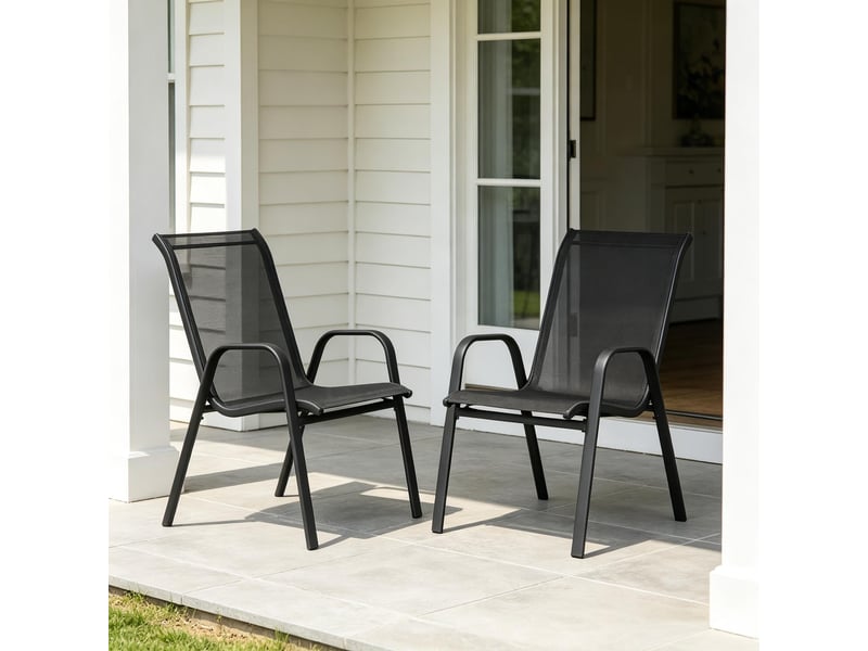  Lot de 2 chaises de balcon empilables avec dossier haut pour extérieur  - Conforama B