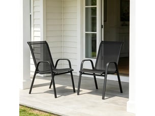 Lot de 2 chaises de balcon empilables avec dossier haut pour extérieur