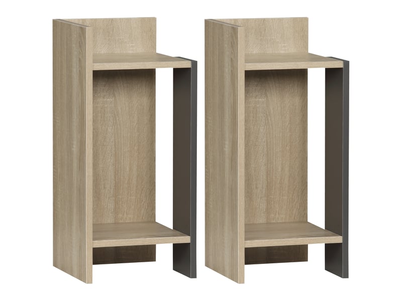  Table de chevet grise moderne avec étagère ouverte, ensemble de 2 pièces en panneaux de particules pour chambre et salon, 27 x 25 x 60 cm  - Conforama A