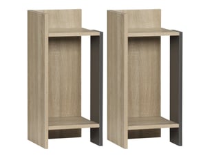 Table de chevet grise moderne avec étagère ouverte, ensemble de 2 pièces en panneaux de particules pour chambre et salon, 27 x 25 x 60 cm