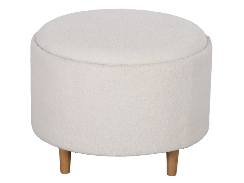  Pouf de rangement tcqpz rond ø56 x 42 cm avec couvercle rabattable pieds en bois blanc  - Conforama A