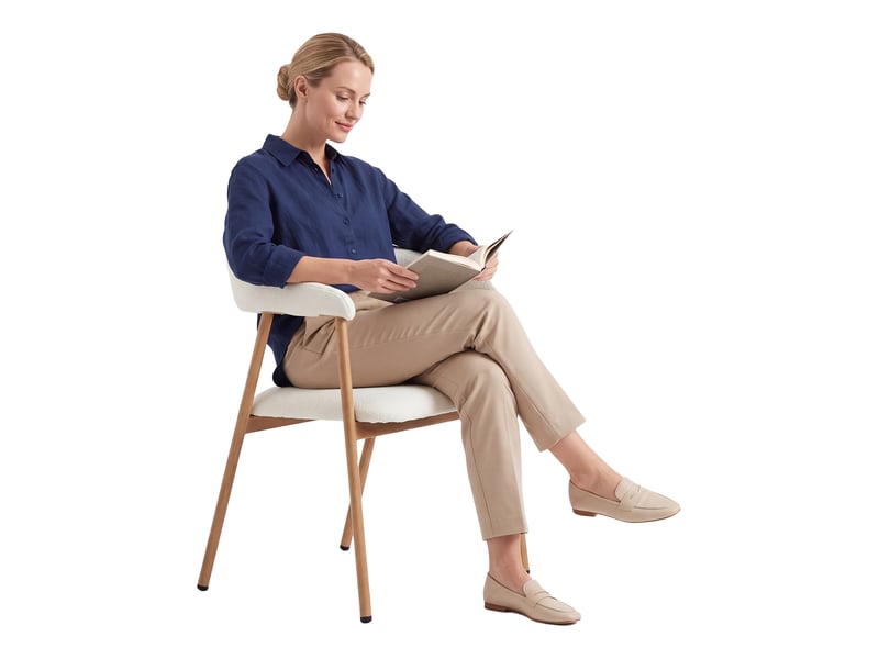  Chaises de salle à manger lot de 6 rembourrée en chenille, pieds en métal effet bois, beige  - Conforama W