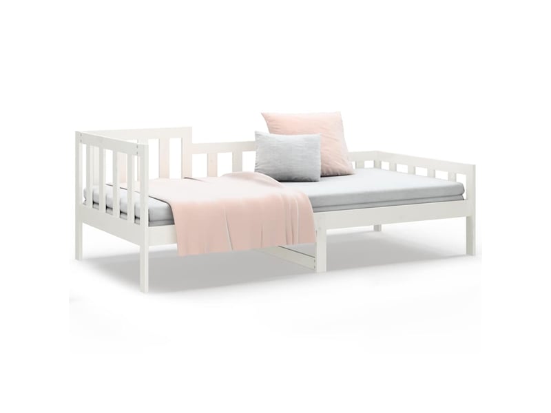  Lit simple- lit adulte -  lit de jour sans matelas blanc 90x200 cm bois de pin massif  - Conforama D