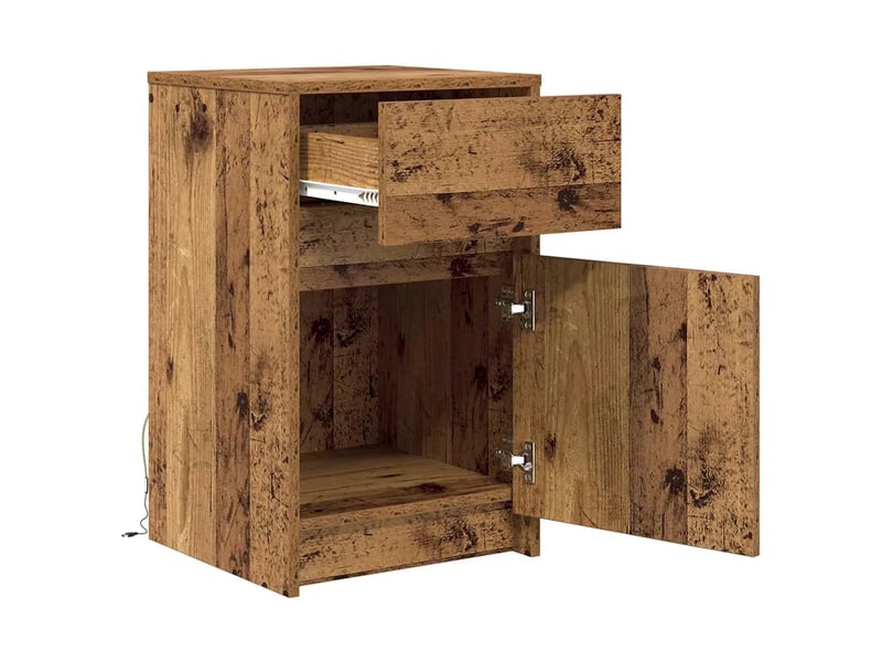  Lot de 2 armoires de chevet led modernes avec tiroir 38 x 34 x 61 cm en bois d'ingénierie bois ancien 02_0052439  - Conforama B