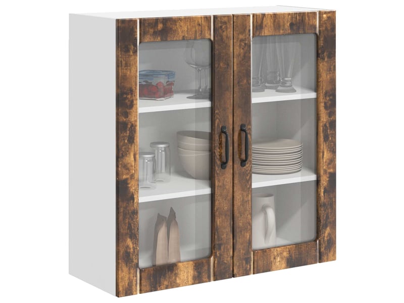  Meuble mural de cuisine, cabinet en verre mural chêne fumé 80x31x80cm shl5617  - Conforama C