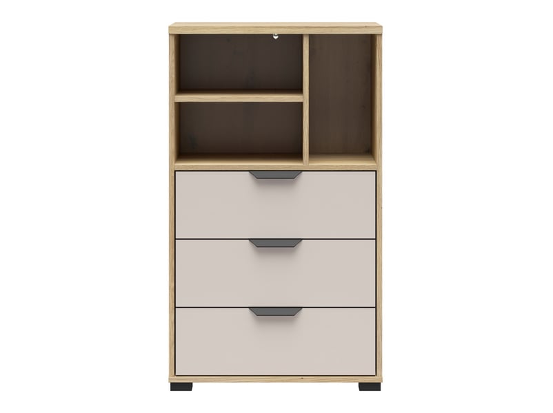 Bibliothèque meuble de rangement avec 3 tiroirs et 3 niches coloris chêne mauvella cachemire - longueur 60 x profondeur 40 x hauteur 102,5 cm - Conforama D
