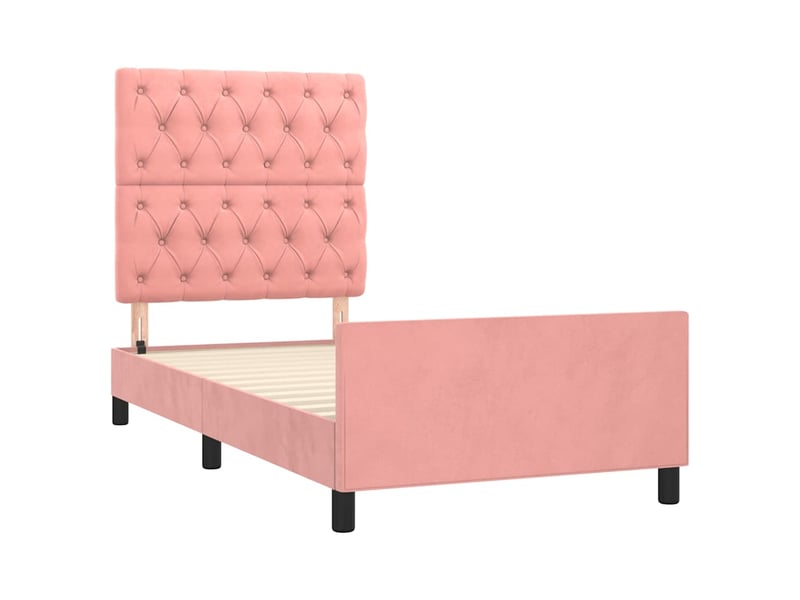 Lit simple- lit adulte - cadre de lit sans matelas rose 80x200 cm velours - Conforama C