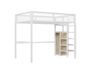 Lit mezzanine 140x200 cm OKWISH coloris blanc