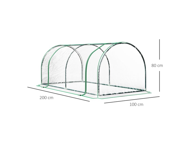  Serre d'extérieur 200x100x80 cm avec structure en acier et couverture en pvc transparent pour la culture de plantes et de tomates  - Conforama E