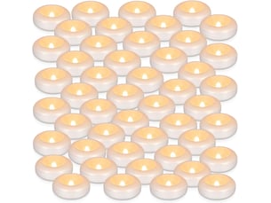 48 bougies led flottantes étanches sans flamme, lumière blanc chaud vacillante, bougies chauffe-plat pour piscine, mariage et spa