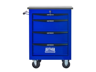 Chariot à outils 4 tiroirs - noir & bleu - acier robuste - dimensions assemblées 62.5x34.5x78 cm - poids 22.5 kg