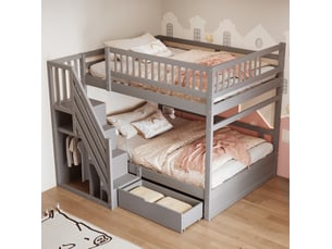 Lit avec rangement 140x200 cm MEUBLIV coloris gris