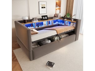 Lit banquette 90x190 cm <strong></strong>  <strong></strong> coloris gris