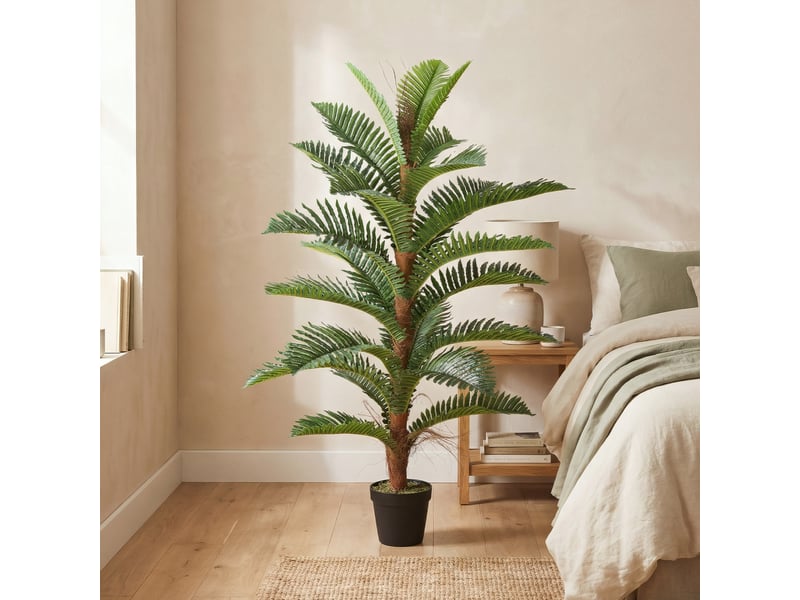  Palmier artificiel palmier 120 cm avec 24 feuilles en peva, plante décorative avec pot en plastique, vert  - Conforama D