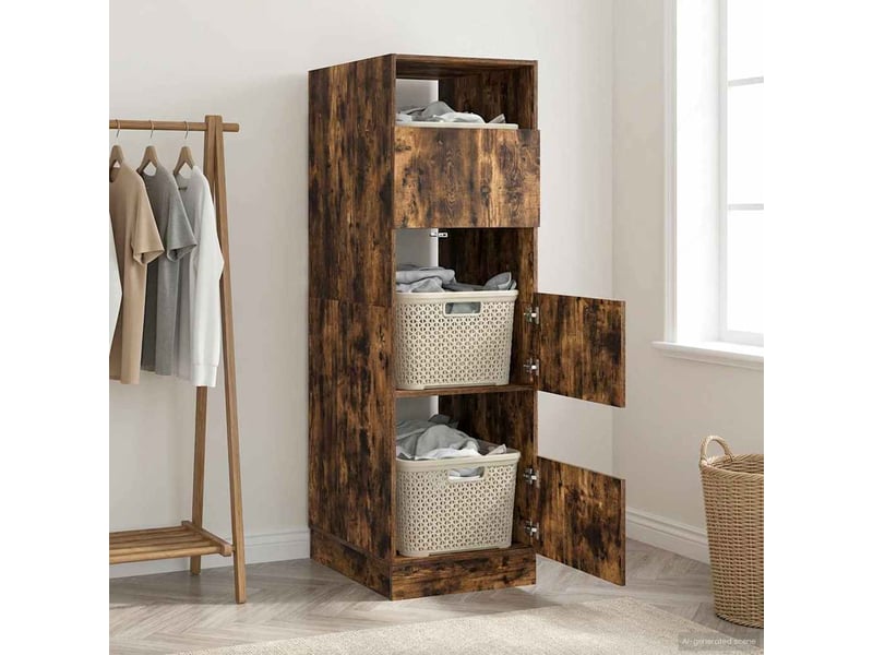 Armoire à laver chêne fumé 50x68x162 cm bois d'ingénierie - Conforama B
