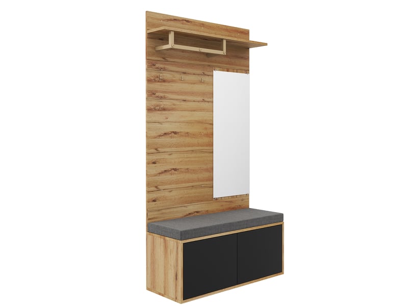  Portemanteau avec banc et rangement noir 100 x 190 cm en panneau de particules  - Conforama W
