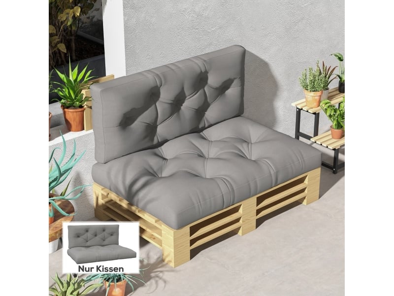  Coussin d'assise et dossier 120x80x12 cm à boutons gris clair  - Conforama C