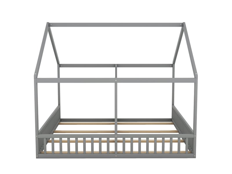Lit simple 2-en-1 gris 90 x 200 cm, design maison, couchage bas - Conforama A