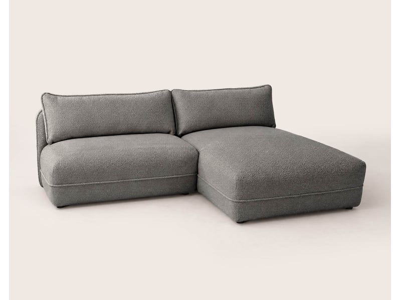  Lucien - canapé d'angle droit 4 places ouvert en tissu bouclette -  - gris LUCIEN - Conforama D