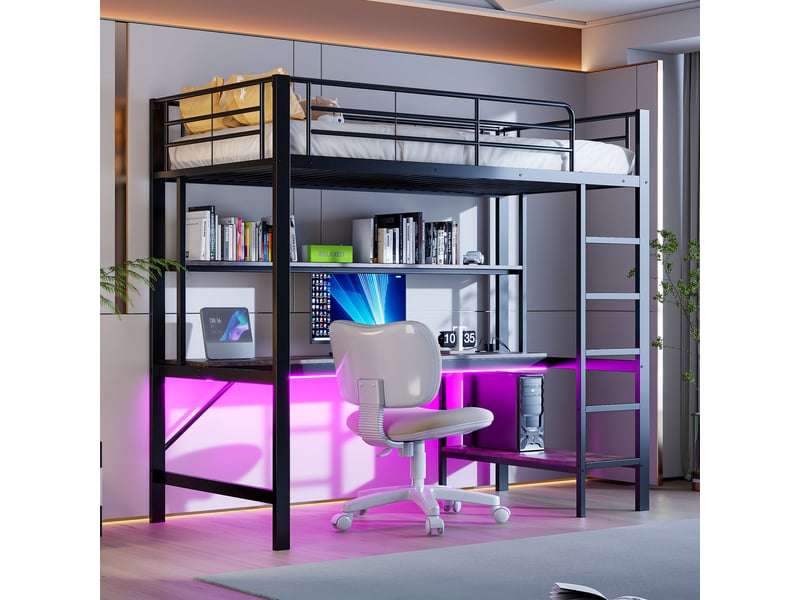 Lit superposé en métal noir 90x200 cm - Conforama B