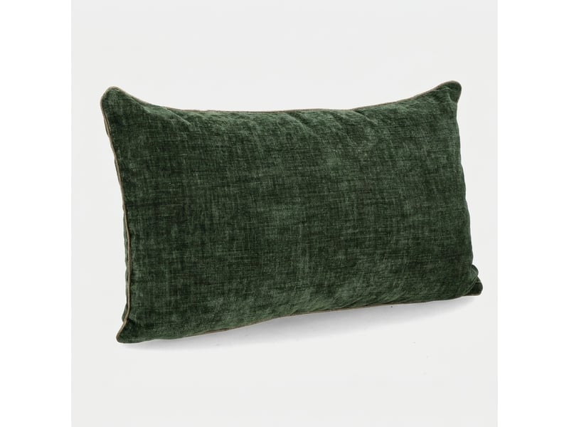  Coussin décoratif rectangulaire déhoussable en velours amyas - vert foncé  - Conforama C