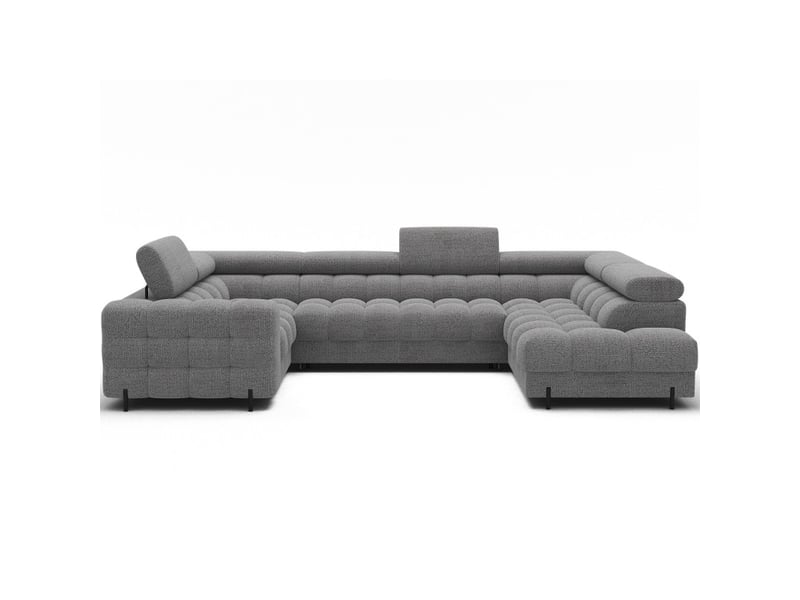  Canapé panoramique convertible factory 3 places gris chiné – angle droit avec coffre  - Conforama A