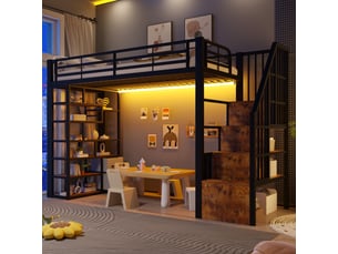 Lit mezzanine 2x90x200 cm <strong></strong> <strong>252x95x170cm</strong> coloris noir