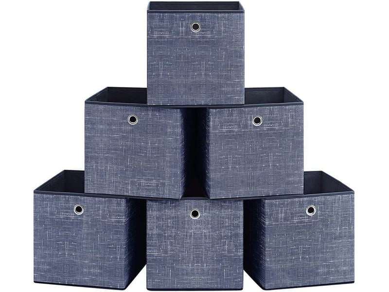  Lot de 6 boîtes de rangement pliables 30 x 30 x 30 cm pour jouets vêtements style moderne en tissu non-tissé bleu brumeux 12_0010524  - Conforama A