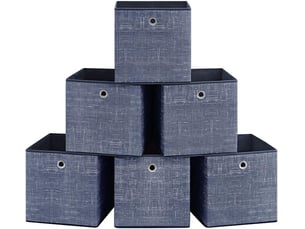 Lot de 6 boîtes de rangement pliables 30 x 30 x 30 cm pour jouets vêtements style moderne en tissu non-tissé bleu brumeux 12_0010524