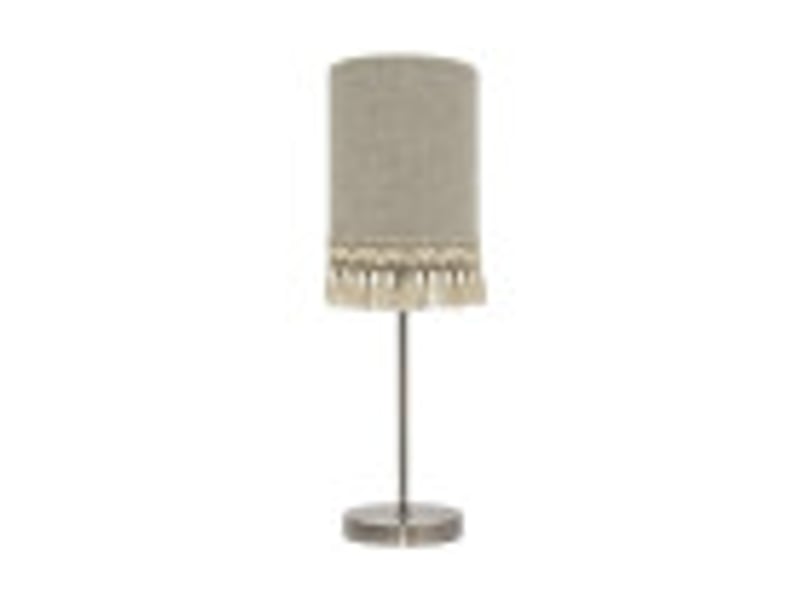  Fabrilamp vera lampe à poser marron et beige, abat-jour en lin rayé à franges, 1 x e14, 46 cm 186471014 - Conforama B