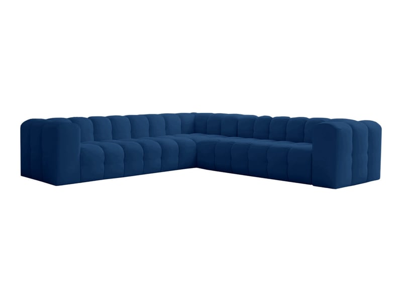  Canapé d'angle réversible miloe 6 places avec accoudoirs en velours - bleu foncé MILOE - Conforama A