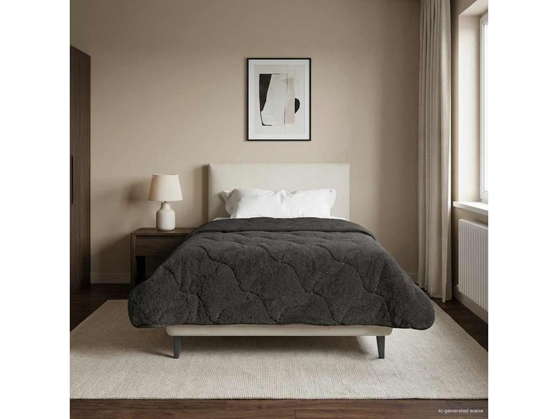  Duvet - couette complet toute l'année matelassé anthracite 140 x 220 cm  - Conforama B