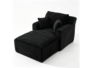 Méridienne noir en velours côtelé - canapé lounge confortable sans montage pour salon moderne