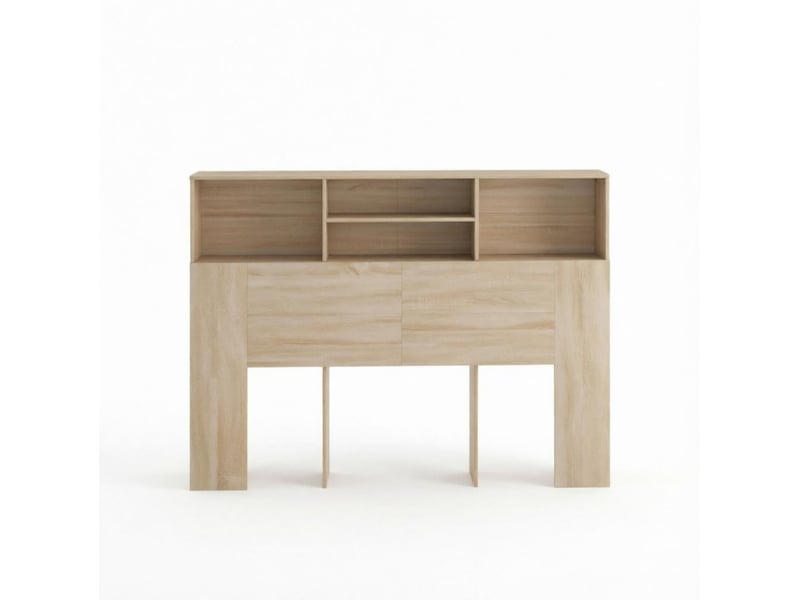 Tête de lit pour lit 140 cm 140 x 19 x 103,5 cm en panneaux de particules et mdf avec 4 niches naturel chicfurn - Conforama A