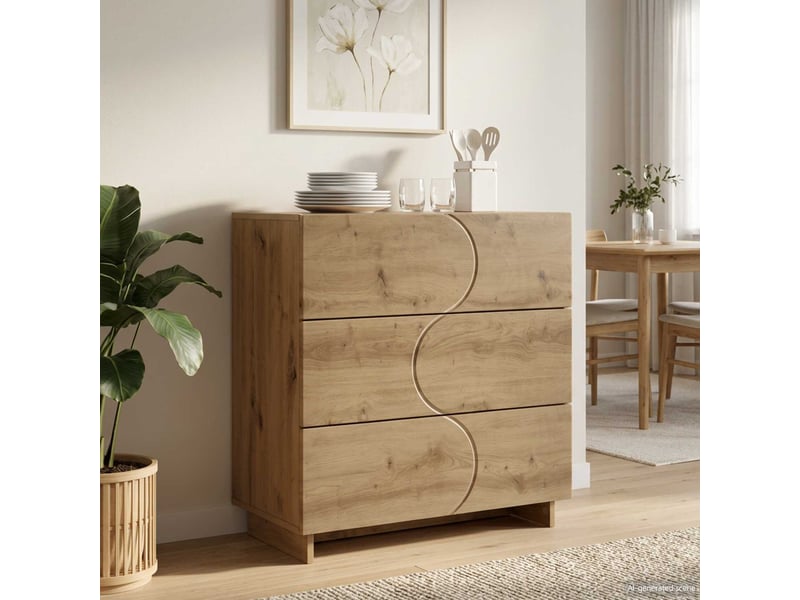 Buffet salon, buffet de rangement chêne artisanal 70x38x75 cm bois d'ingénierie - Conforama B