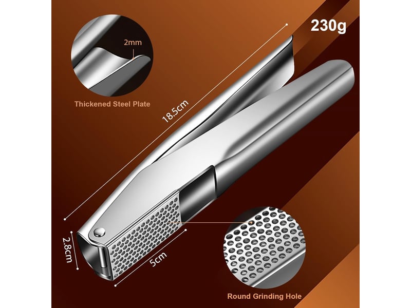  Presse à ail en acier inoxydable, écraseur premium d'ail &amp; hachoir - anti-fuite, facile à nettoyer, résistant à la lavastovigilles  - Conforama E
