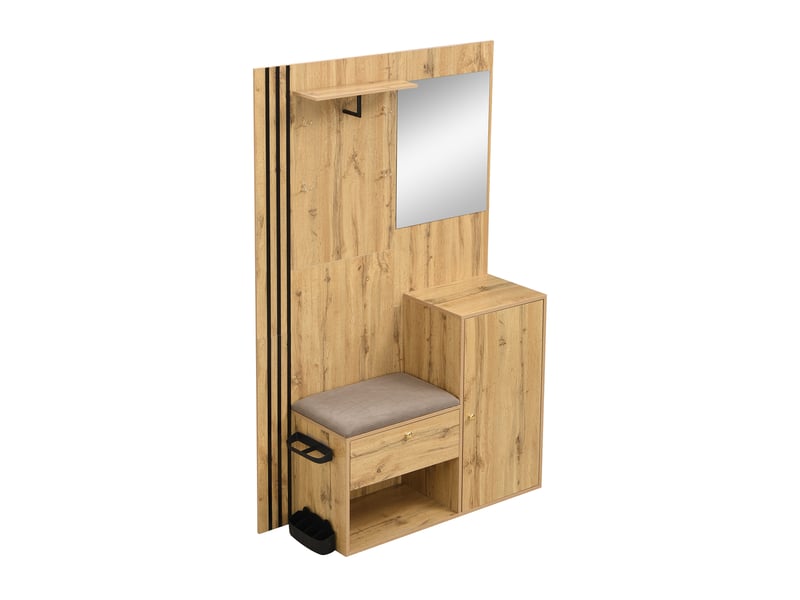  Vestiaire d'entrée avec miroir banc et porte-parapluie en mdf 115 x 37 x 185 cm  - Conforama B