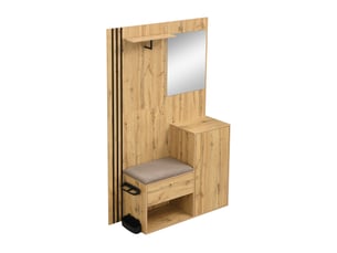 Vestiaire d'entrée avec miroir banc et porte-parapluie en mdf 115 x 37 x 185 cm