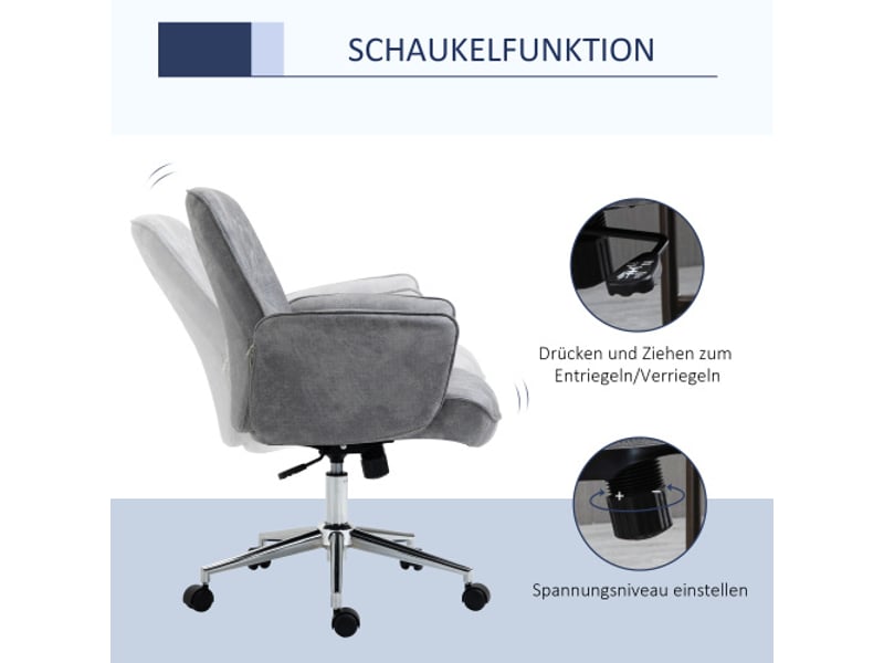  Fauteuil de bureau xxl ergonomique rembourré, inclinable, réglable, gris clair, 120 kg  - Conforama D