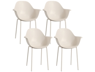 Chaise de jardin 60x60x80, lot de 4 chaises d'extérieur empilables, dossier et accoudoirs, structure métal gris