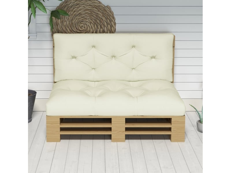  Coussins de palette 2 pièces 120x80 cm – crème – assise et dossier matelassés en polyester  - Conforama B